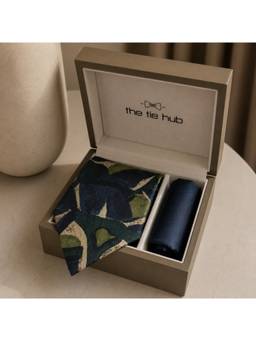 The Tie Hub - Green Silk Abstract Formal Wear Gift Set For Men