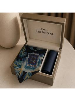 The Tie Hub - Black Silk Floral Formal Wear Gift Set For Men