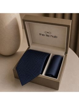 The Tie Hub - Blue Silk Textured Formal Wear Gift Set For Men