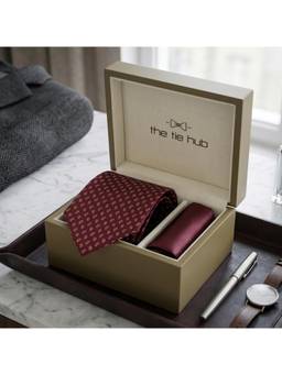 The Tie Hub - Burgundy Silk Paisley Formal Wear Gift Set For Men