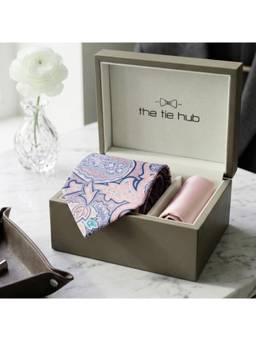 The Tie Hub - Pink Silk Paisley Formal Wear Gift Set For Men