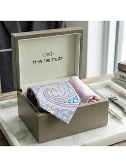 The Tie Hub - Purple Silk Paisley Formal Wear Gift Set For Men