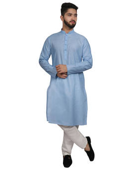 SG LEMAN - Blue Solid Kurta (Set of 2)
