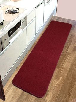 Saral Home - Polypropylene Microfiber Solid Anti Skid Runner-45X120 Cm-Maroon