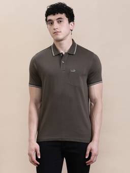Crocodile - Olive Cotton Solid T-Shirt