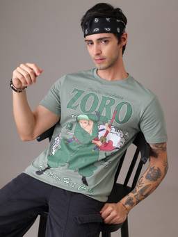 Free Authority - Official One Piece Roronoa Zoro Graphic Olive Green T-Shirt