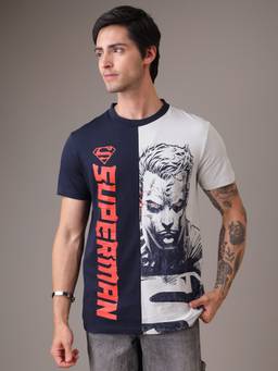 Free Authority - Official DC Comics Superman Comic Sketch Navy Blue T-Shirt