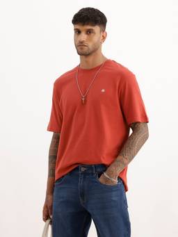 WROGN - Rust Solid Comfort Fit Textured T-Shirt