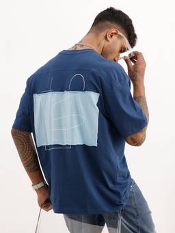 WROGN - Blue Classic Oversized Placement T-Shirt