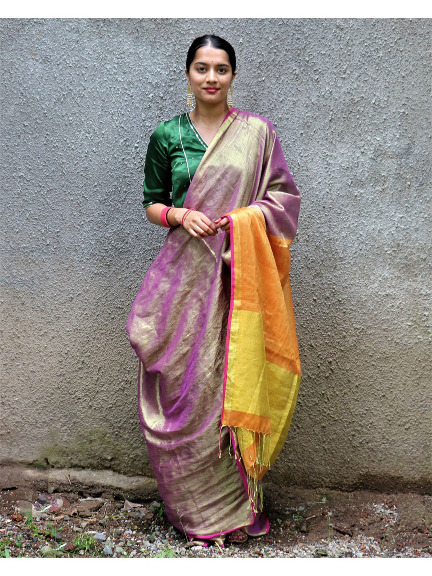 Chandani Roshani Handwoven Cotton Zari Saree-image-3