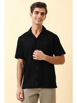 Allen Solly - Men Black Solid Half Sleeves Casual Shirt