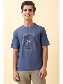 Allen Solly - Men Blue Printed Crew Neck T-Shirt