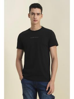 Allen Solly - Men Black Solid Crew Neck T-Shirt