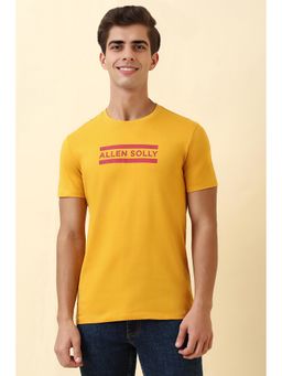 Allen Solly - Men Yellow Solid Crew Neck T-Shirt