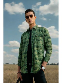 Allen Solly - Men Green Printed Full Sleeves Casual Shirt