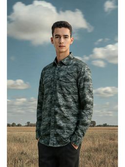 Allen Solly - Men Olive Printed Full Sleeves Casual Shirt