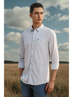 Allen Solly - Men Blue Stripes Full Sleeves Casual Shirt