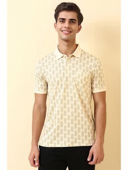 Allen Solly - Men Beige Printed Polo T-Shirt