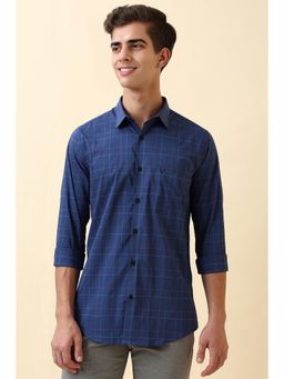 Allen Solly - Men Blue Check Full Sleeves Casual Shirt