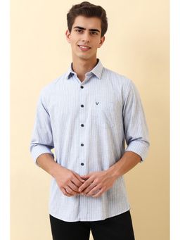 Allen Solly - Men Grey Stripes Full Sleeves Casual Shirt