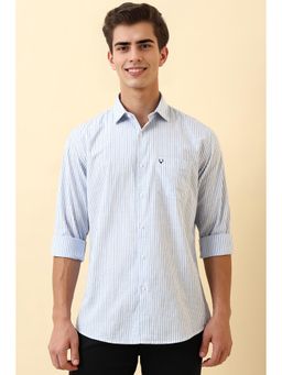 Allen Solly - Men Light Blue Stripes Full Sleeves Casual Shirt