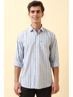 Allen Solly - Men White Stripes Full Sleeves Casual Shirt