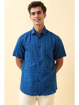 Allen Solly - Men Blue Printed Half Sleeves Casual Shirt