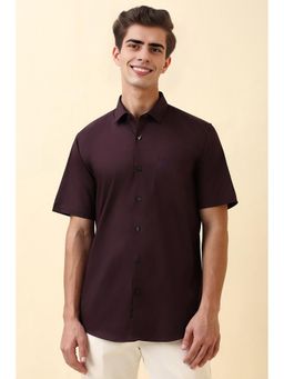 Allen Solly - Men Maroon Solid Half Sleeves Casual Shirt