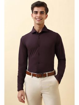 Allen Solly - Men Purple Solid Full Sleeves Formal Shirt