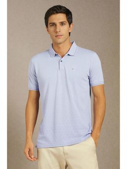 Louis Philippe - Men Light Blue Printed Polo T-Shirt