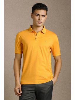 Louis Philippe - Men Yellow Solid Polo T-Shirt
