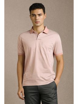 Louis Philippe - Men Pink Printed Polo T-Shirt