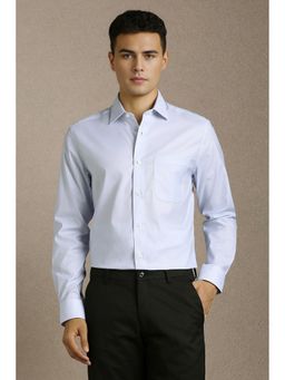 Louis Philippe - Men Blue Textured Full Sleeves Formal Shirt