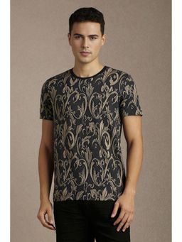 Louis Philippe - Men Navy Blue Printed Crew Neck T-Shirt