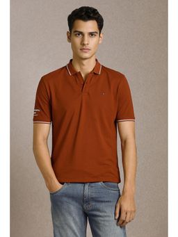 Louis Philippe - Men Brown Solid Polo T-Shirt