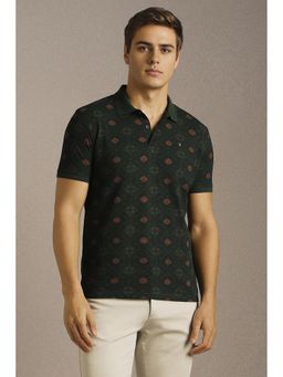 Louis Philippe - Men Olive Printed Polo T-Shirt