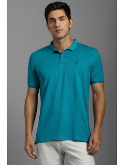 Louis Philippe - Men Blue Solid Polo T-shirt