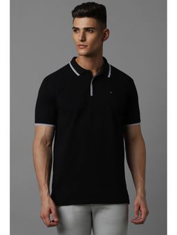 Louis Philippe - Men Black Solid Polo T-shirt