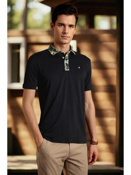 Louis Philippe - Men Black Solid Polo T-shirt