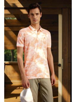 Louis Philippe - Men White Printed Polo T-shirt