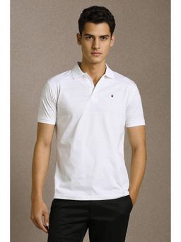 Louis Philippe - Men White Printed Polo T-Shirt