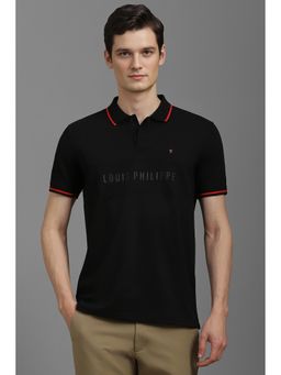 Louis Philippe - Men Black Graphic Printed Polo T-shirt