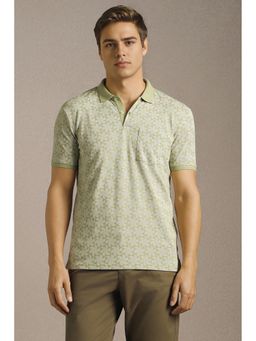 Louis Philippe - Men Olive Printed Polo T-Shirt