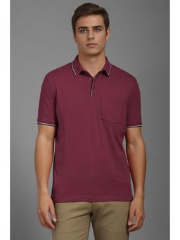 Louis Philippe - Men Wine Solid Polo T-shirt