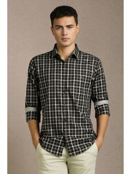 Louis Philippe - Men Black Check Full Sleeves Casual Shirt