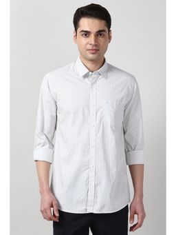 Peter England - Men White Slim Fit Printed Full Sleeves Casual Shirt