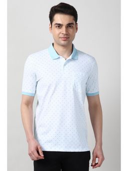 Peter England - Men Blue Printed Polo T-Shirt