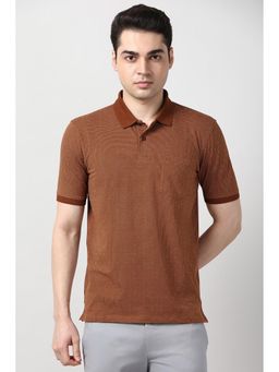 Peter England - Men Brown Printed Polo T-Shirt
