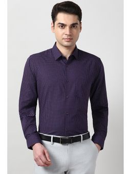 Peter England - Men Purple Slim Fit Full Sleeves Formal Shirt