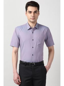 Peter England - Men Lilac Regular Fit Half Sleeves Formal Shirt